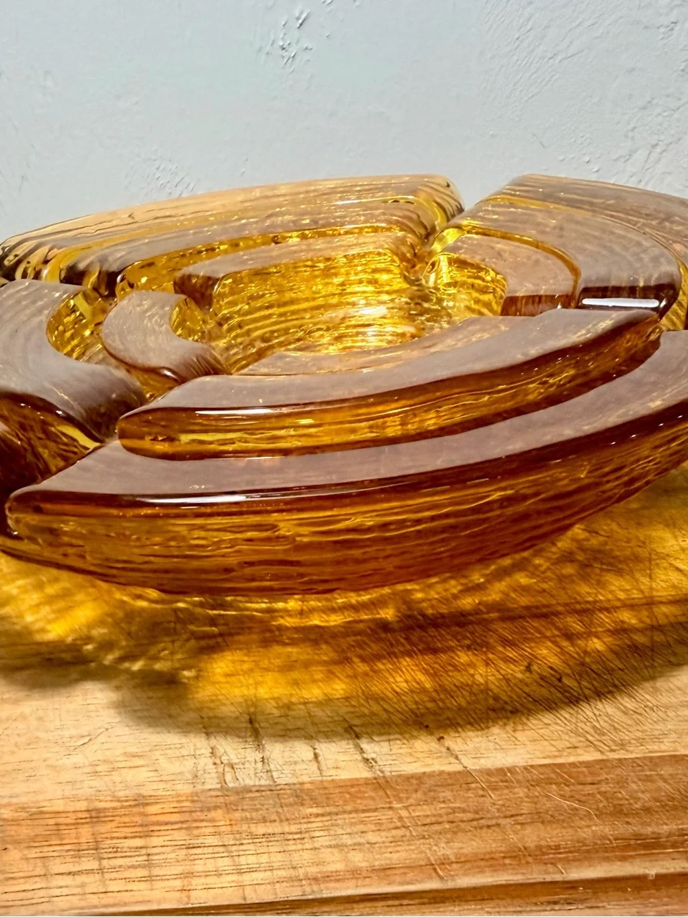 1970s Amber Glass Nesting Ashtray Set - 3 Vintage Style Trays